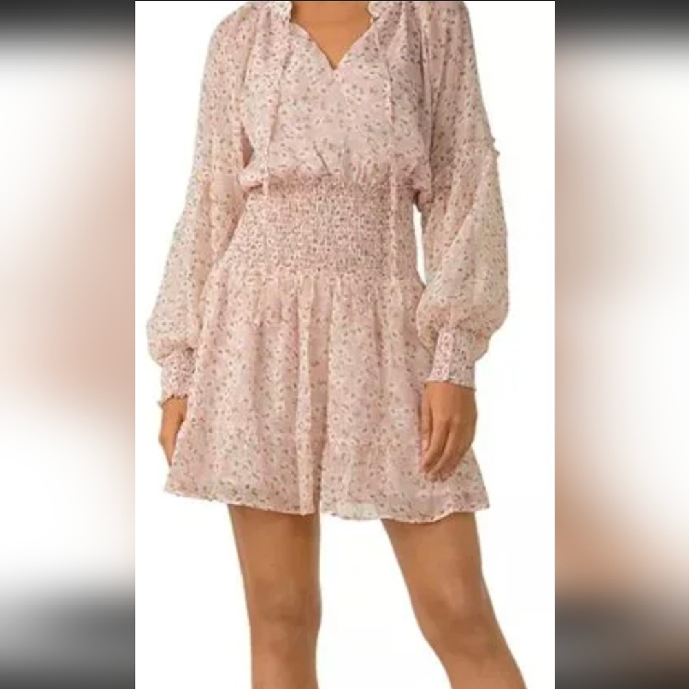 Elan Pink Long Sleeve Wrap Dress